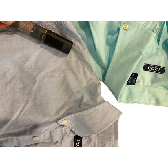 Lot of 3 Izod/Chaps New Long Sleeve Button Down Medium Shirt Blue Green - Picture 7 of 10
